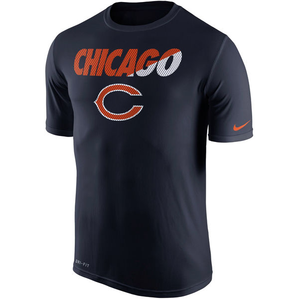 Men NFL Chicago Bears Nike Legend Staff Practice Performance TShirt Navy Blue